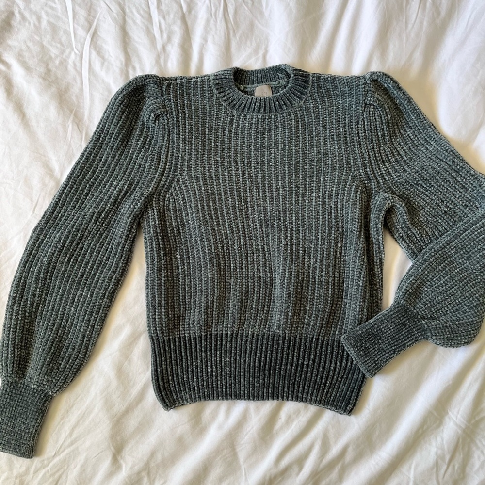 H&M puff sleeve chenille sweater